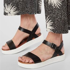 MIA Black Leather Sandal with White Platform Sole
